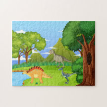 Dinosaures Dans La Forêt Préhistorique Enfants Amu