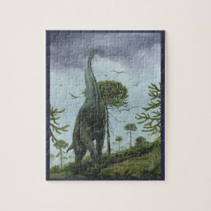 Puzzle Dinosaures Vintage, Sauroposeidon avec des oiseaux