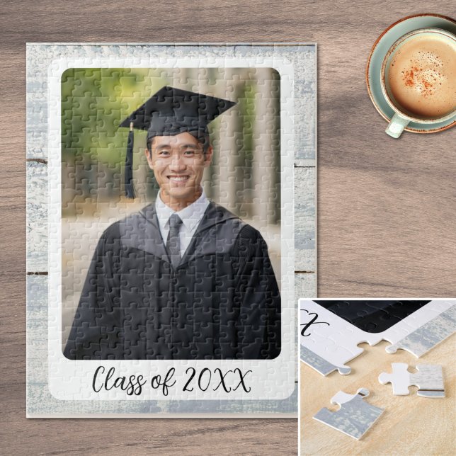 Puzzle Diplôme photo personnalisé (Custom Photo Class of 20xx Graduation Jigsaw Puzzle)