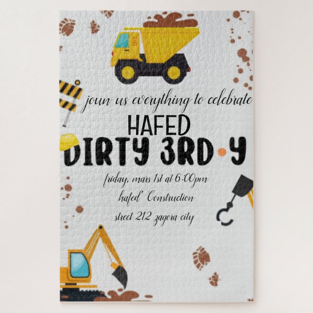 Puzzle Dirty 3e année Troisième anniversaire Invitation (Vertical)