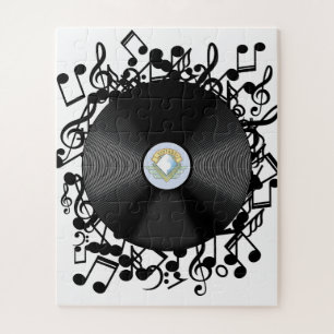 Puzzle Disque vinyle ancien et notes de musique