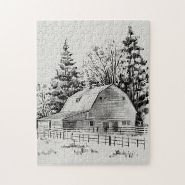 Puzzle Distant Barne Sketch I (Vertical)
