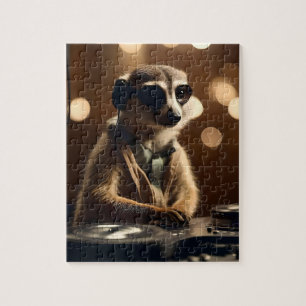 Puzzle DJ Meerkat : Mixe des morceaux dans la savane,