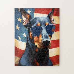 Puzzle Doberman 4 juillet fête de l'indépendance
