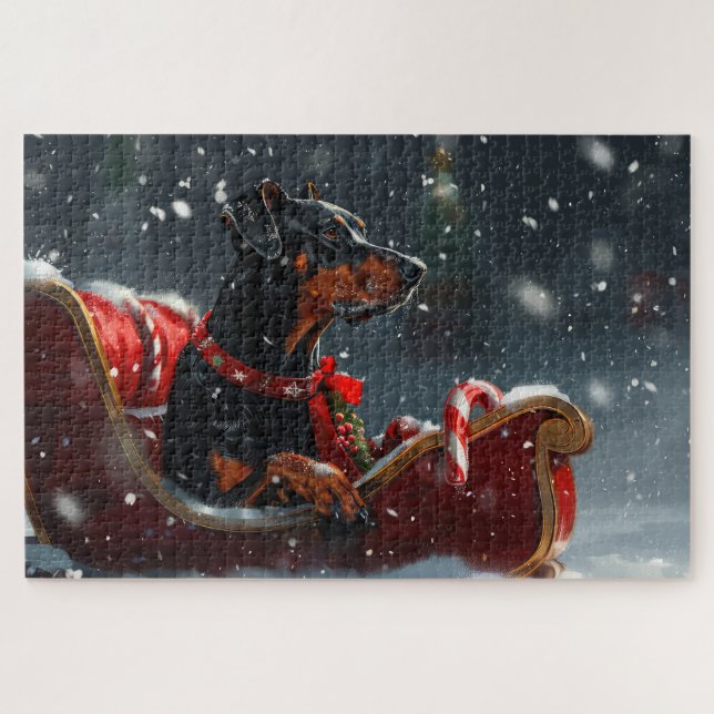 Puzzle Doberman Dog Christmas Festive (Horizontal)