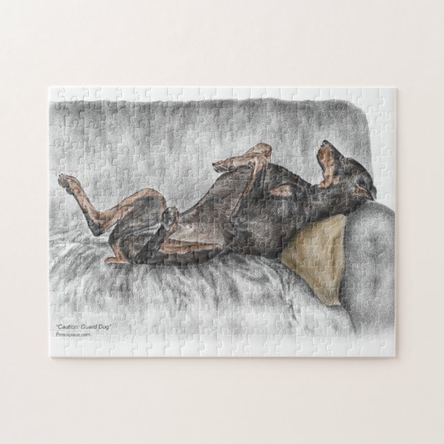 Puzzle Doberman drôle sur Sofa (Horizontal)
