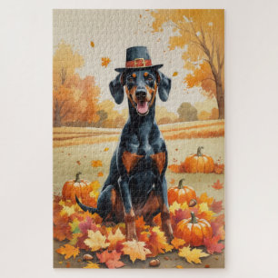 Puzzle Doberman En Automne Quitte L'Art Thanksgiving