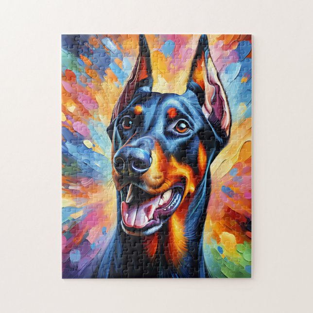 Puzzle Doberman Pinscher Dog Portrait Acrylique Art Impri (Vertical)