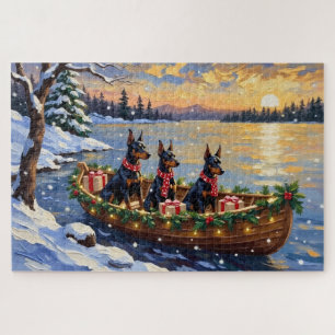 Puzzle Doberman Pinscher Noël Bateau Fêtes