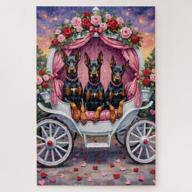 Puzzle Doberman Saint-Valentin  (Vertical)