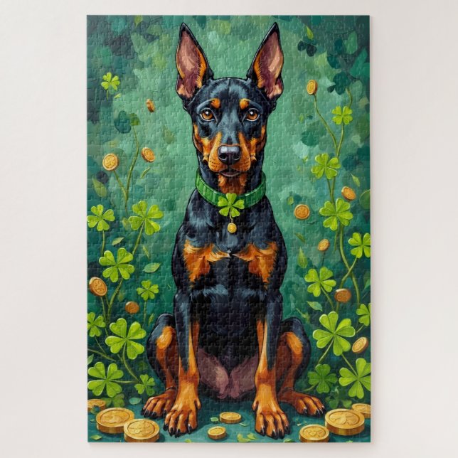 Puzzle Doberman St Patrick’s Day Elegant Lucky Dog (Vertical)