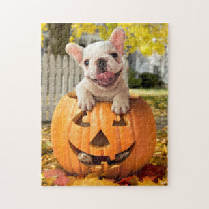 Puzzle Dog in Jack-o-Lantern