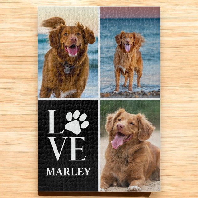 Puzzle Dog Lover Photo Collage Custom Love Name Pet (Créateur téléchargé)