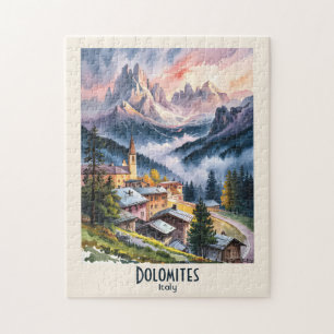 Puzzle Dolomites Italie Alpes Montagne Paysage Aquarelle