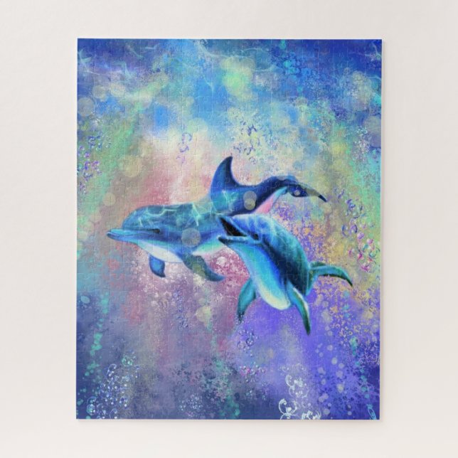 Puzzle Dolphin Couple Happy Family (Vertical)