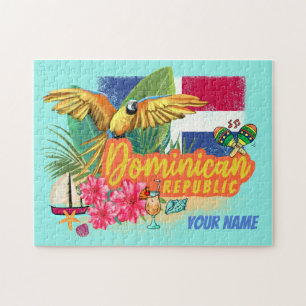 Puzzle Dominican Republic Retro Caribbean Island Parrot