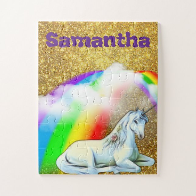 Puzzle Don personnalisé Unicorn Gold Kids (Vertical)