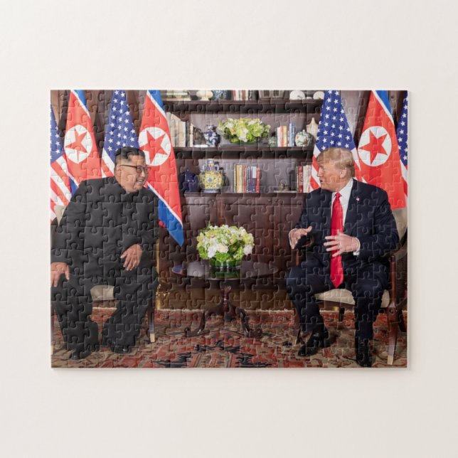 Puzzle Donald Trump Avec Kim Jong Un À Singapour (Horizontal)