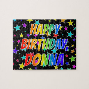 Puzzle "DONNA" Prénom, "HEUREUX ANNIVERSAIRE"