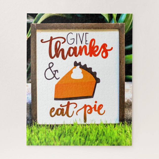 Puzzle Donnez Merci et mangez la tarte Thanksgiving (Vertical)
