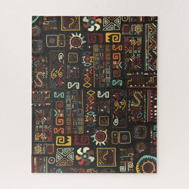 Puzzle Doodle africain géométrique vintage noir (Vertical)