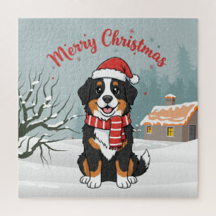 Puzzle Doodle de chien de montagne bernois Noël enneigé