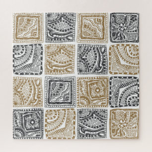 Puzzle Doodle géométrique, motif abstrait vintage.