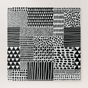 Puzzle Doodle noir blanc : Ethnic Seamless