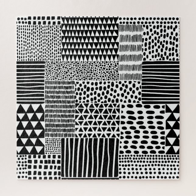 Puzzle Doodle noir blanc : Ethnic Seamless (Vertical)