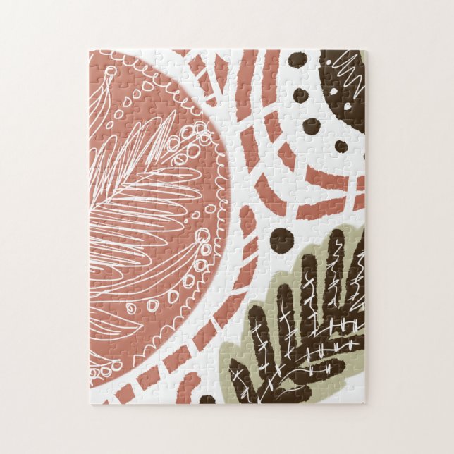 Puzzle Doodles biologiques de Boho moderne Brown (Vertical)