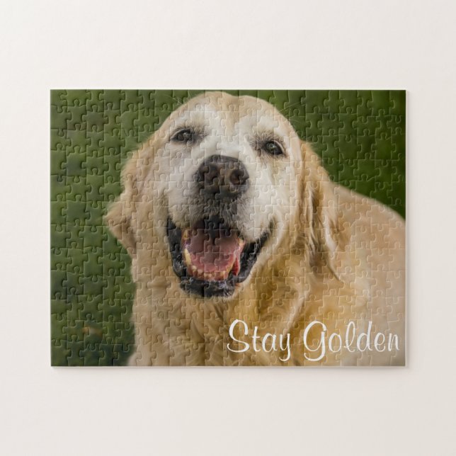 Puzzle d'or de golden retriever de "séjour" (Horizontal)