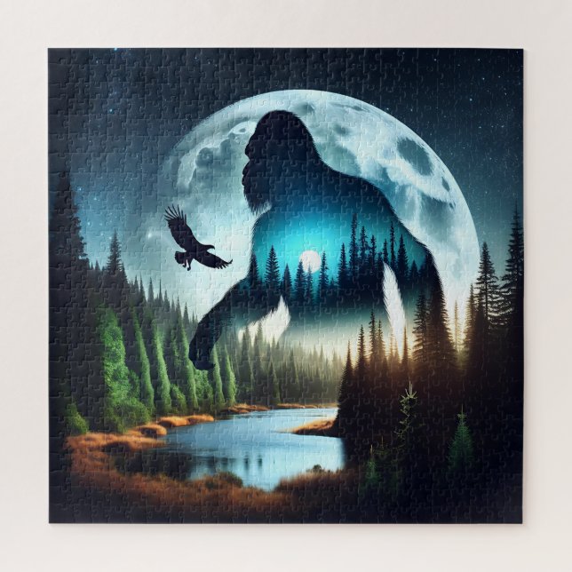 Puzzle Double exposition Bigfoot, Aigle et Pleine lune (Vertical)