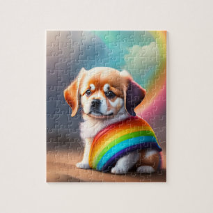 Puzzle Doux Coloré Petit Chien Bébé Avec Arc En Ciel
