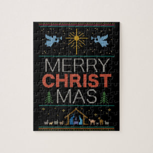 Puzzle Doux de Noël moche Joyeux Christ Mas Religieux