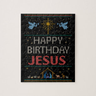 Puzzle Doux moche Design Joyeux Anniversaire Jésus Religi