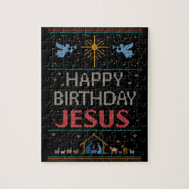 Puzzle Doux moche Design Joyeux Anniversaire Jésus Religi (Vertical)