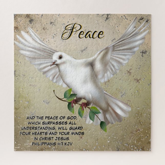 Puzzle Dove de la paix Scripture personnalisée Verse (Vertical)