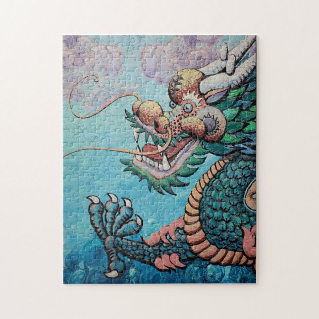 Puzzle Dragon asiatique vert de style (Vertical)