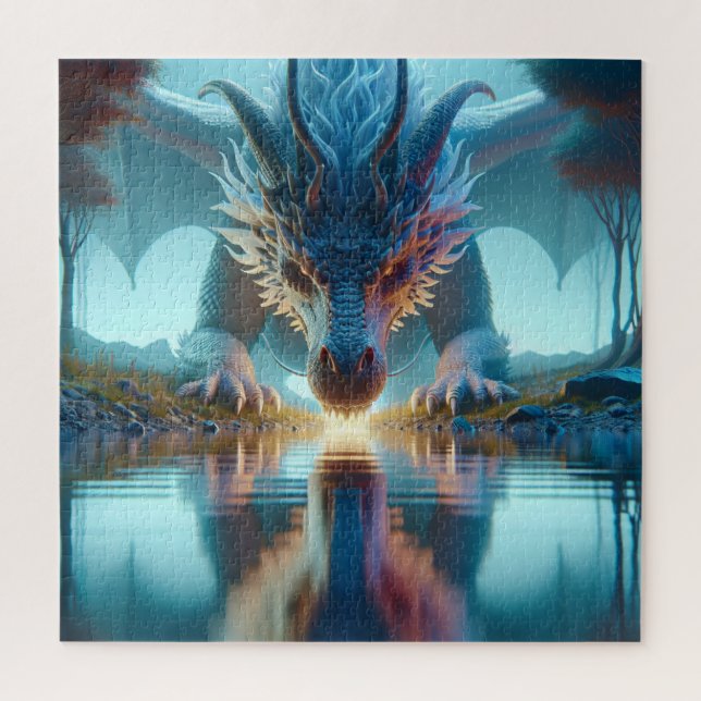 Puzzle Dragon Bleu Mystique Reflection dans l'eau (Vertical)