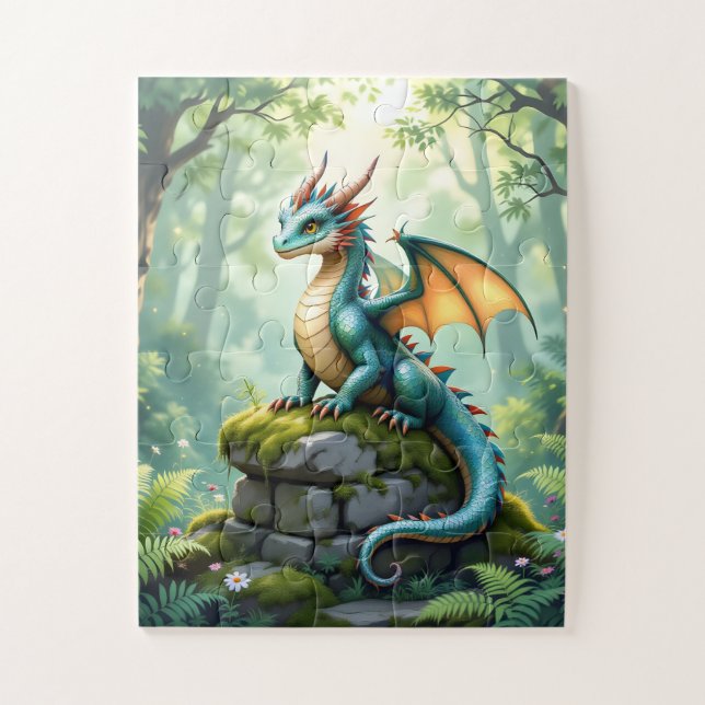 Puzzle Dragon de Whimsical sur pierre antique (Vertical)