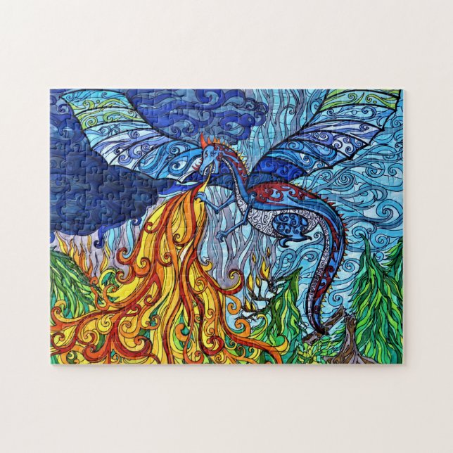 Puzzle Dragon En Verre Tiré (Horizontal)