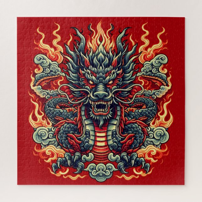 Puzzle Dragon et flammes (Vertical)