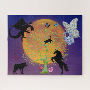 Puzzle Dragon Fairy Unicorn Imaginaire Arbre et Pleine lu