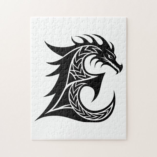 Puzzle Dragon Styled Letter E, Dragon Alphabet, Monogram (Vertical)