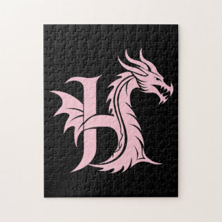 Puzzle Dragon Styled Letter H, Dragon Alphabet, Monogram