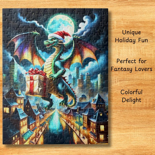 Puzzle Dragon Vert Délivrant Des Cadeaux De Noël (Créateur téléchargé)