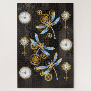 Puzzle Dragonflies de Steampunk sur arrière - plan rayé