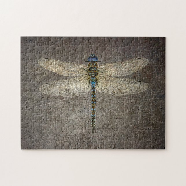 Puzzle Dragonfly on Grey (Horizontal)