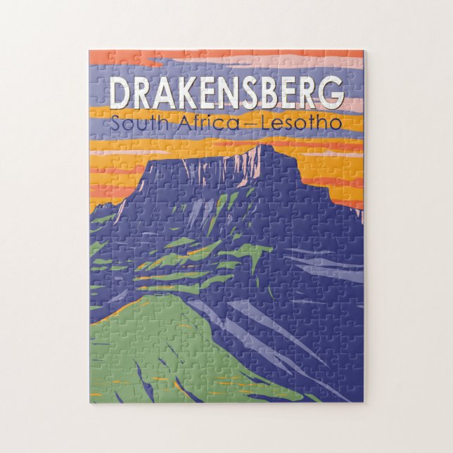Puzzle Drakensberg Afrique du Sud Lesotho Travel Art Retr (Vertical)