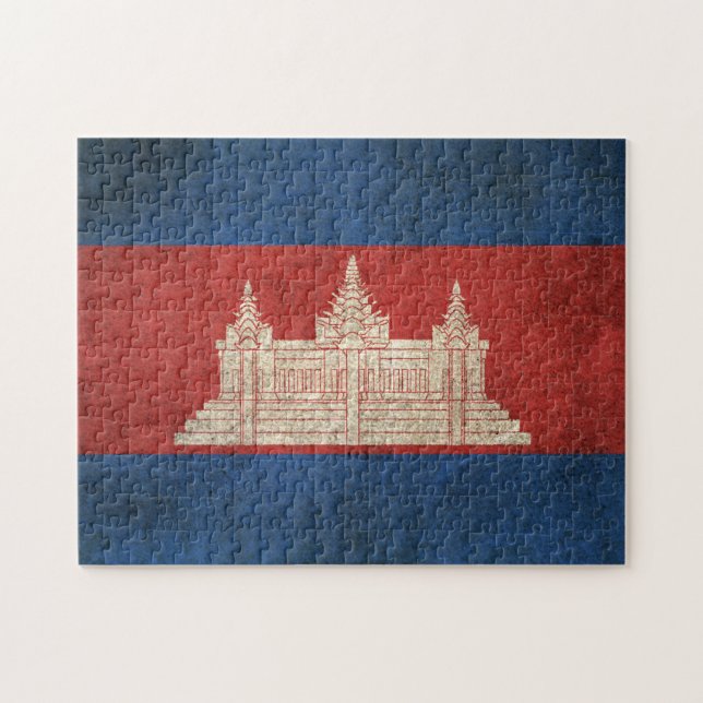 Puzzle Drapeau affligé par cru du Cambodge (Horizontal)